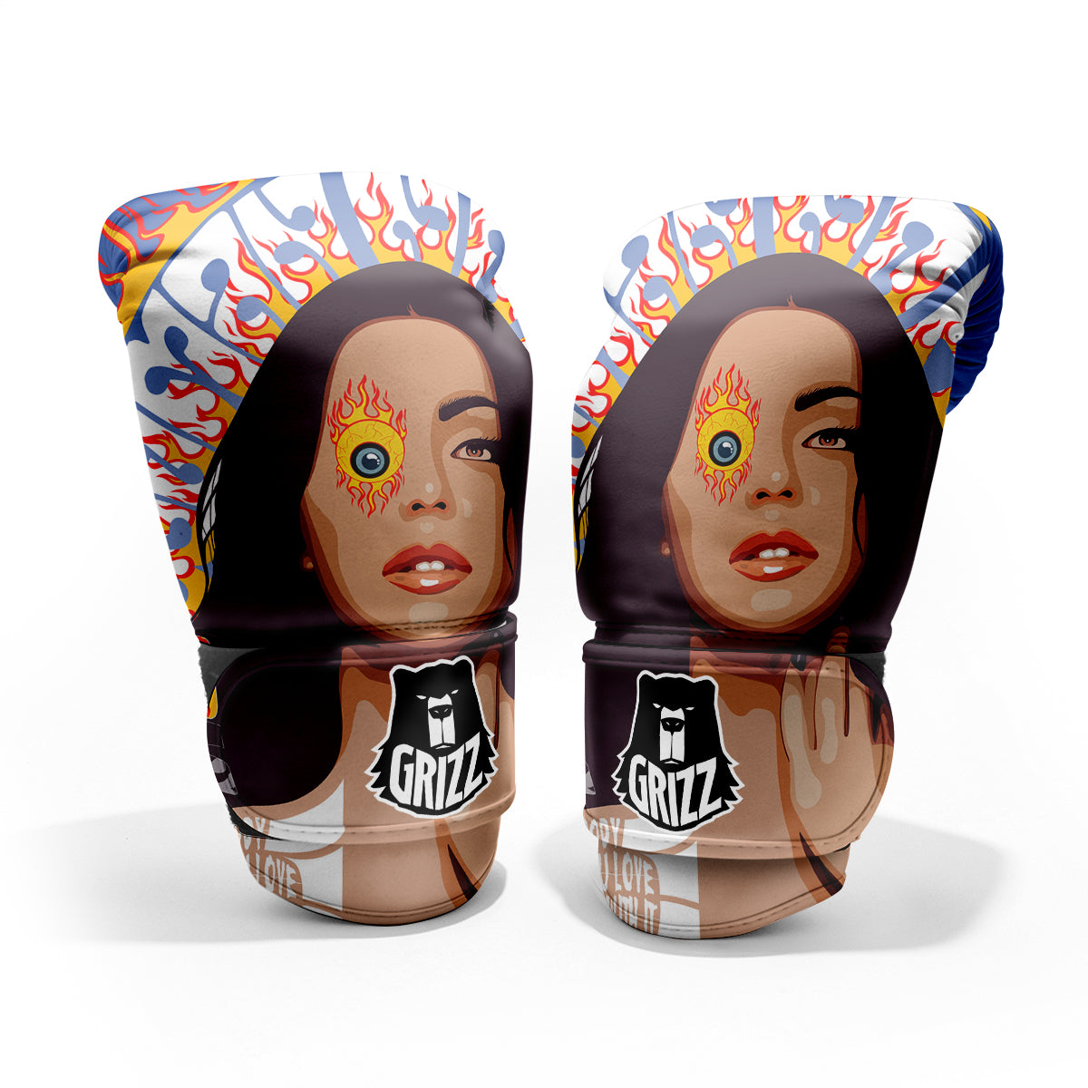 Fire Psychedelic Women Print Pro Boxing Glove