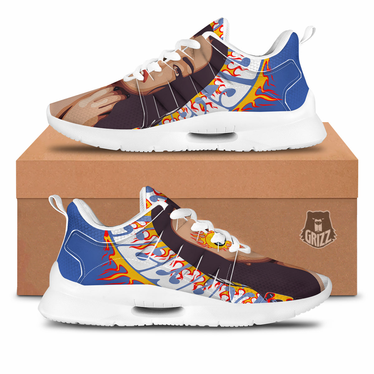 Fire Psychedelic Women Print Tennis Shoes-grizzshop