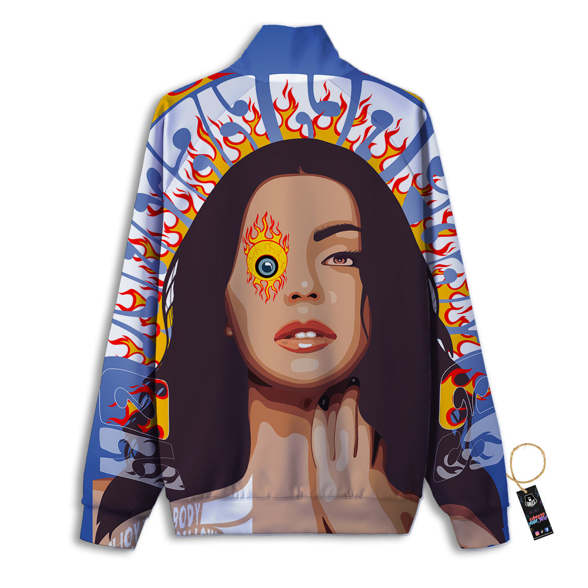 Fire Psychedelic Women Print Track Jacket-grizzshop