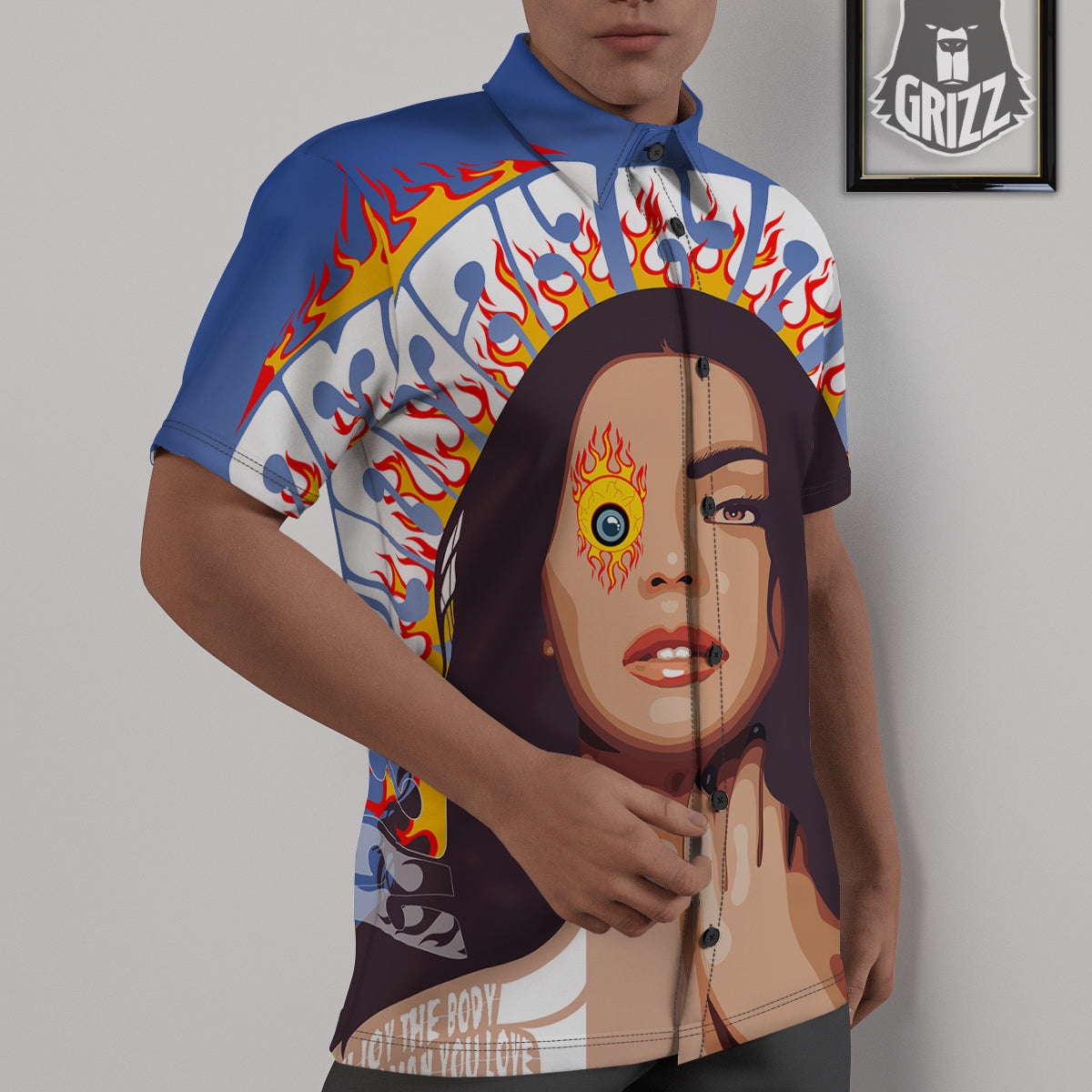 Fire Psychedelic Women Print Untucked Shirts-grizzshop