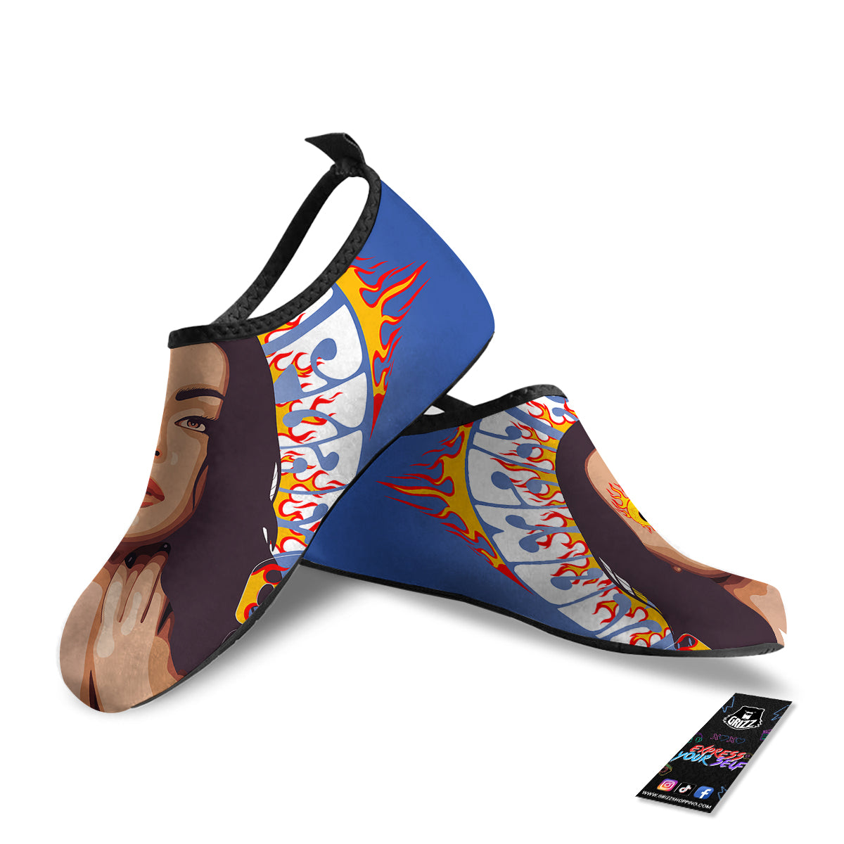 Fire Psychedelic Women Print Water Shoes-grizzshop