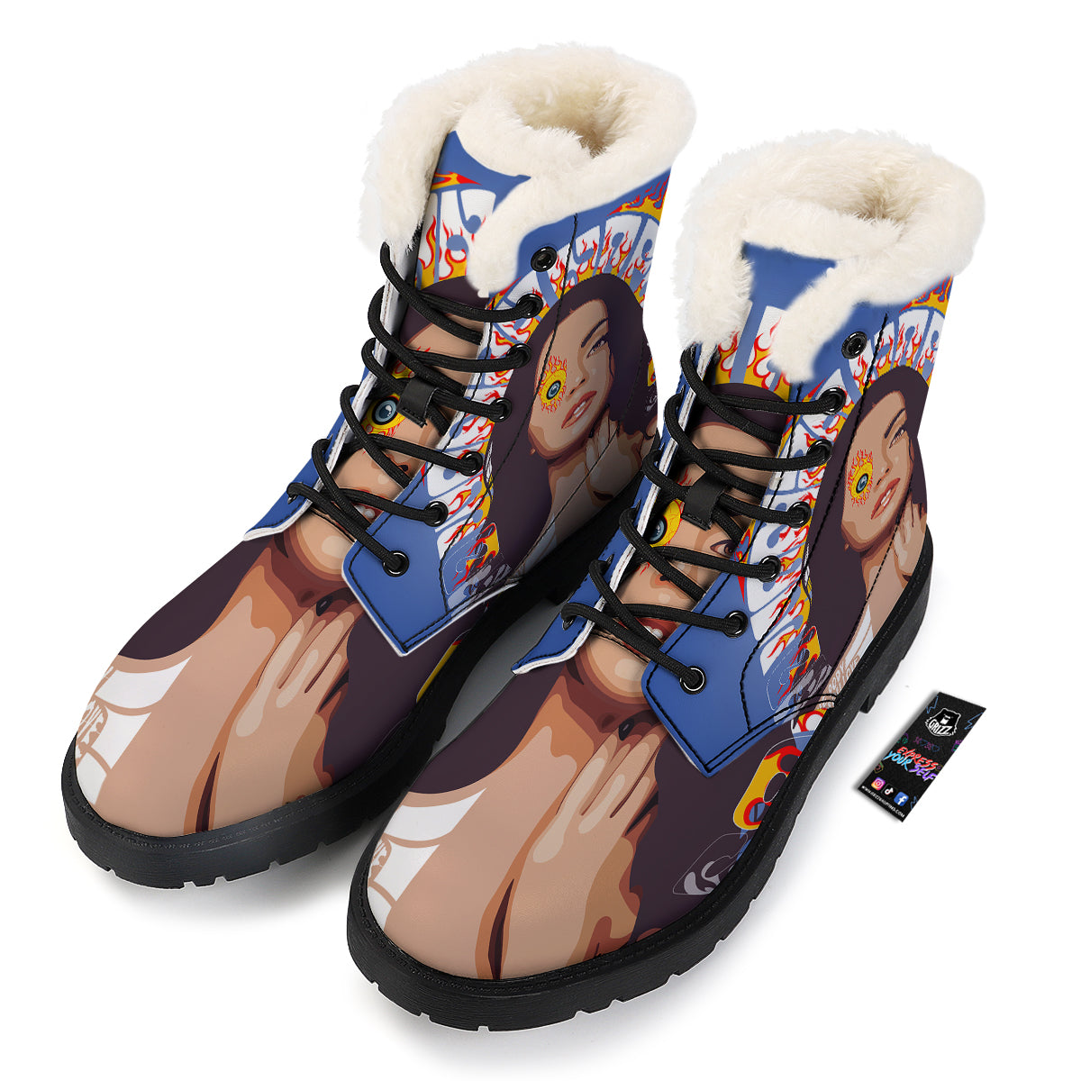 Fire Psychedelic Women Print Winter Boots-grizzshop