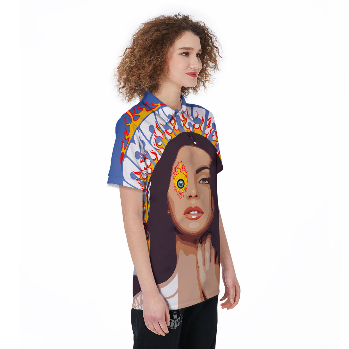 Fire Psychedelic Women Print Women's Golf Shirts-grizzshop