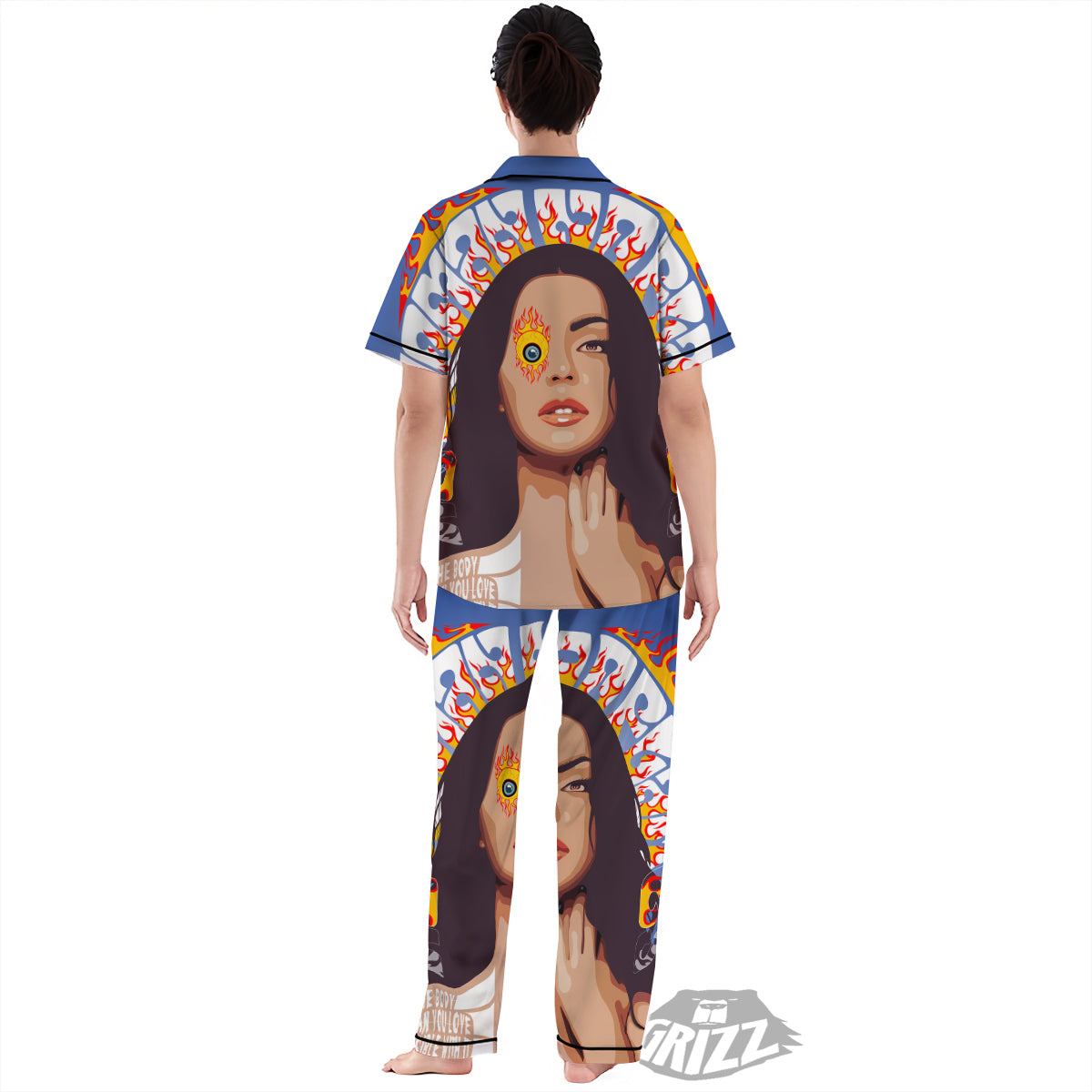 Fire Psychedelic Women Print Women's Pajamas Set-grizzshop