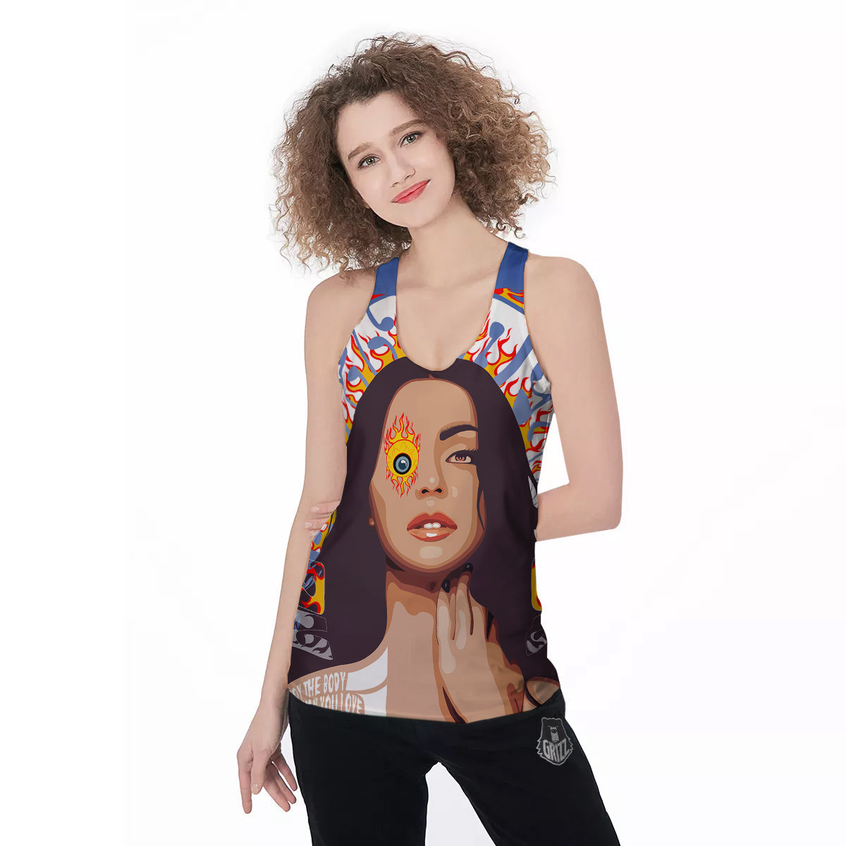 Fire Psychedelic Women Print Women's Racerback Tank Top-grizzshop