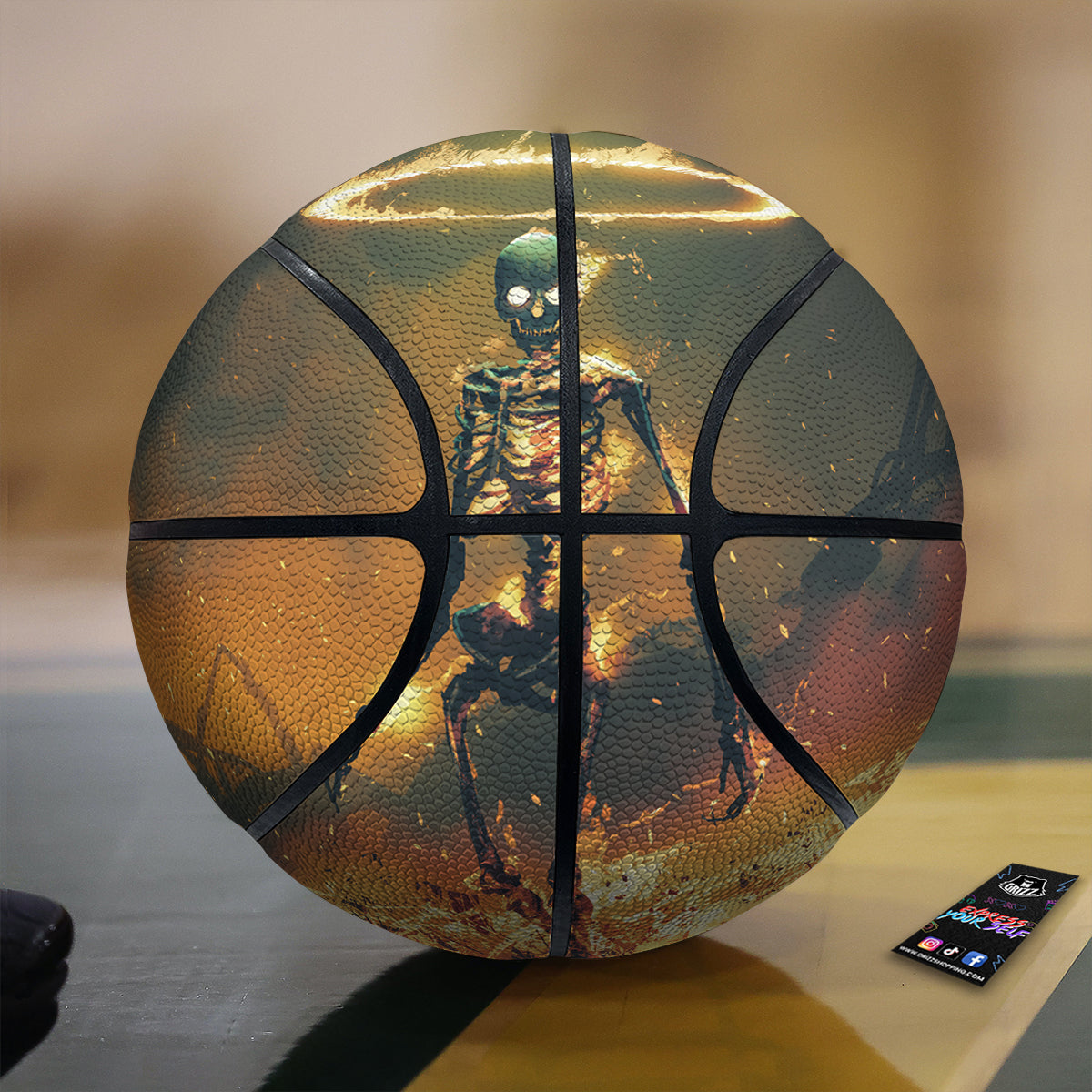 Fire Skeleton Print Basketball-grizzshop