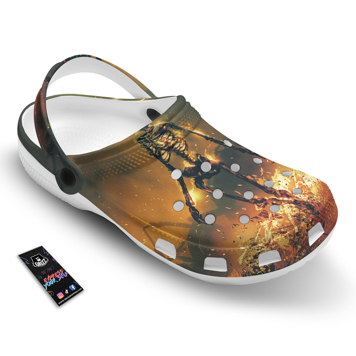 Fire Skeleton Print Clog-grizzshop
