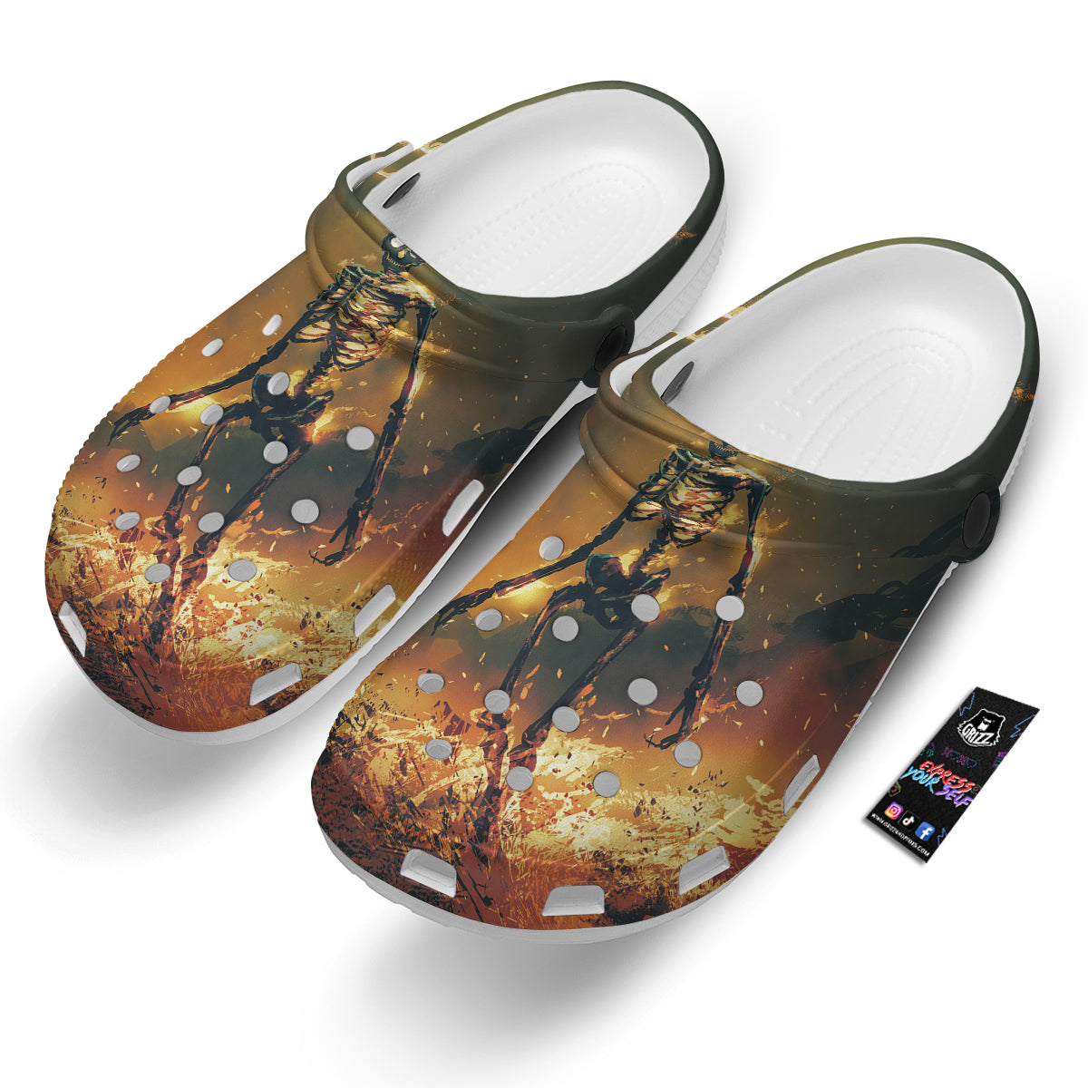 Fire Skeleton Print Clog-grizzshop