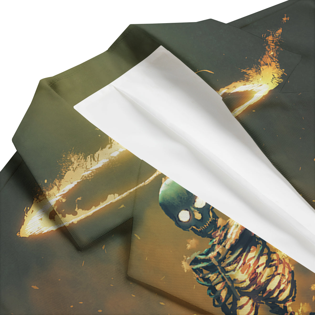 Fire Skeleton Print Men's Blazer-grizzshop