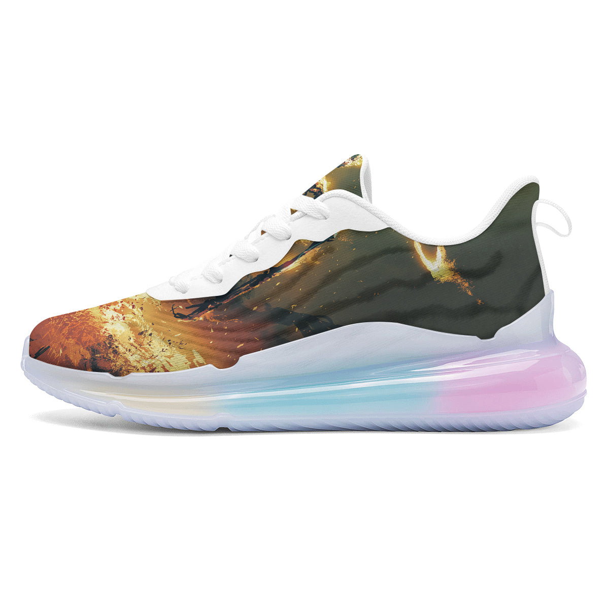 Fire Skeleton Print Running Sneakers-grizzshop
