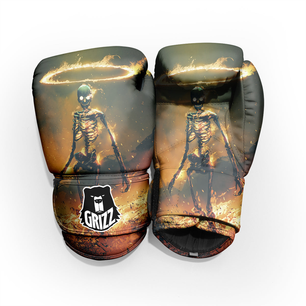 Fire Skeleton Print Pro Boxing Glove