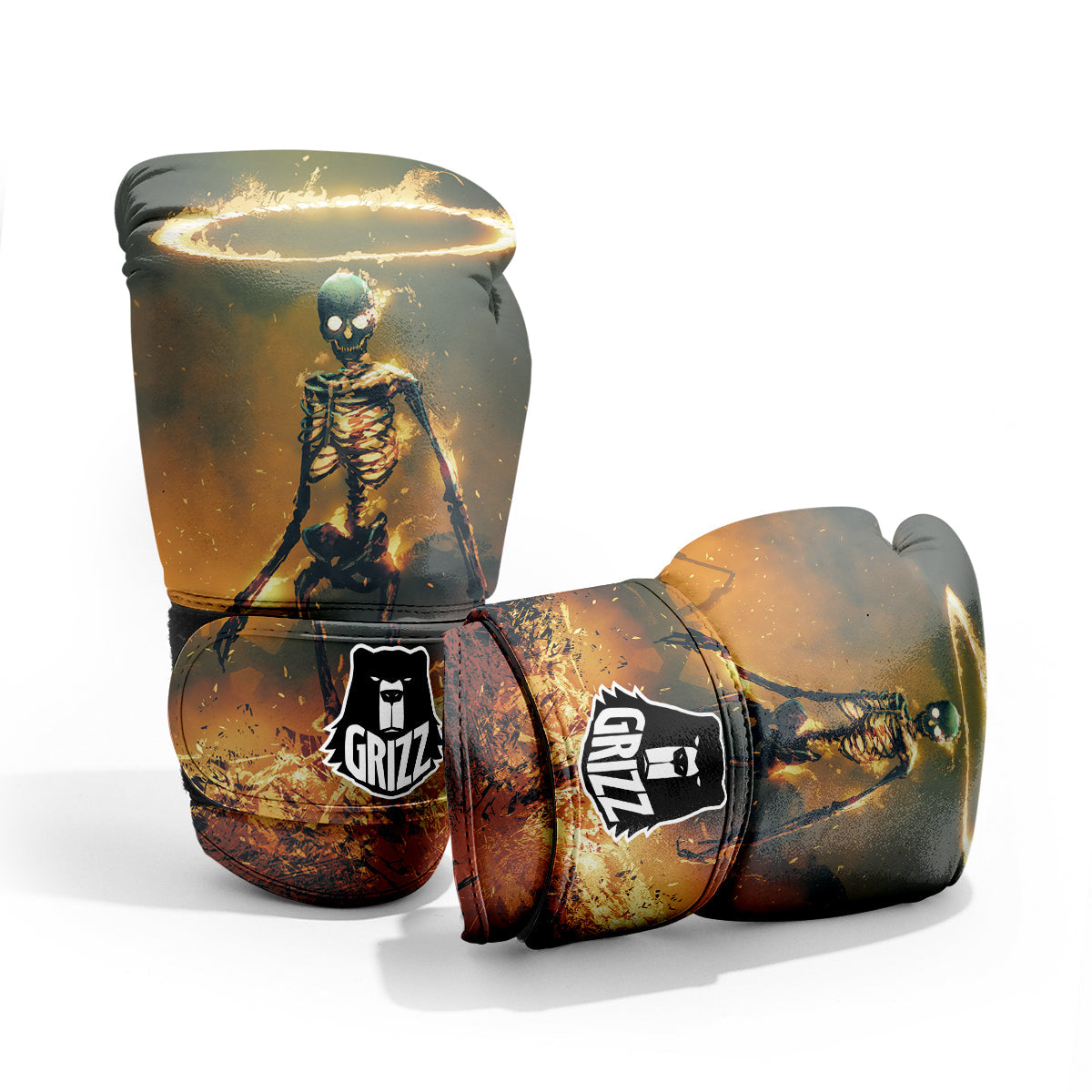 Fire Skeleton Print Pro Boxing Glove