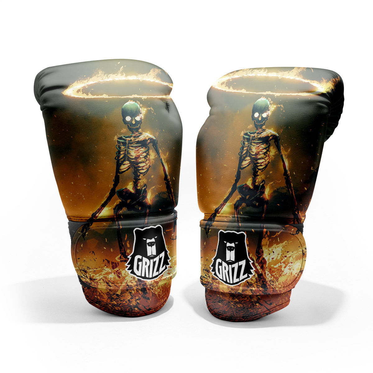 Fire Skeleton Print Pro Boxing Glove