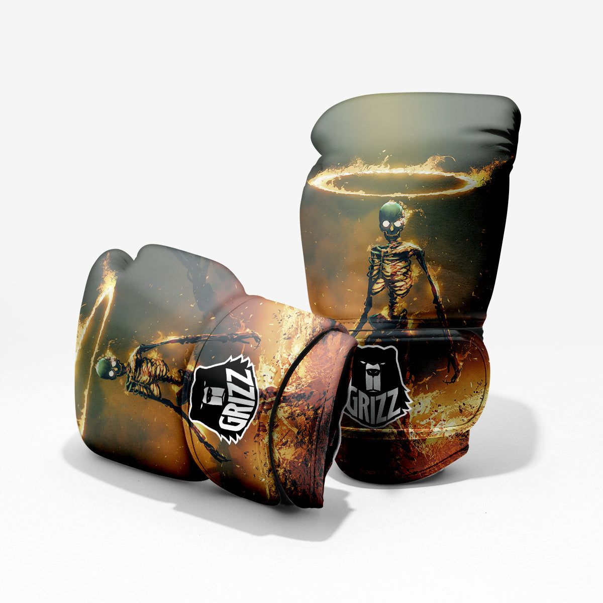 Fire Skeleton Print Pro Boxing Glove