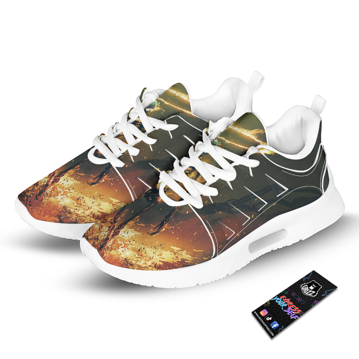 Fire Skeleton Print Tennis Shoes-grizzshop