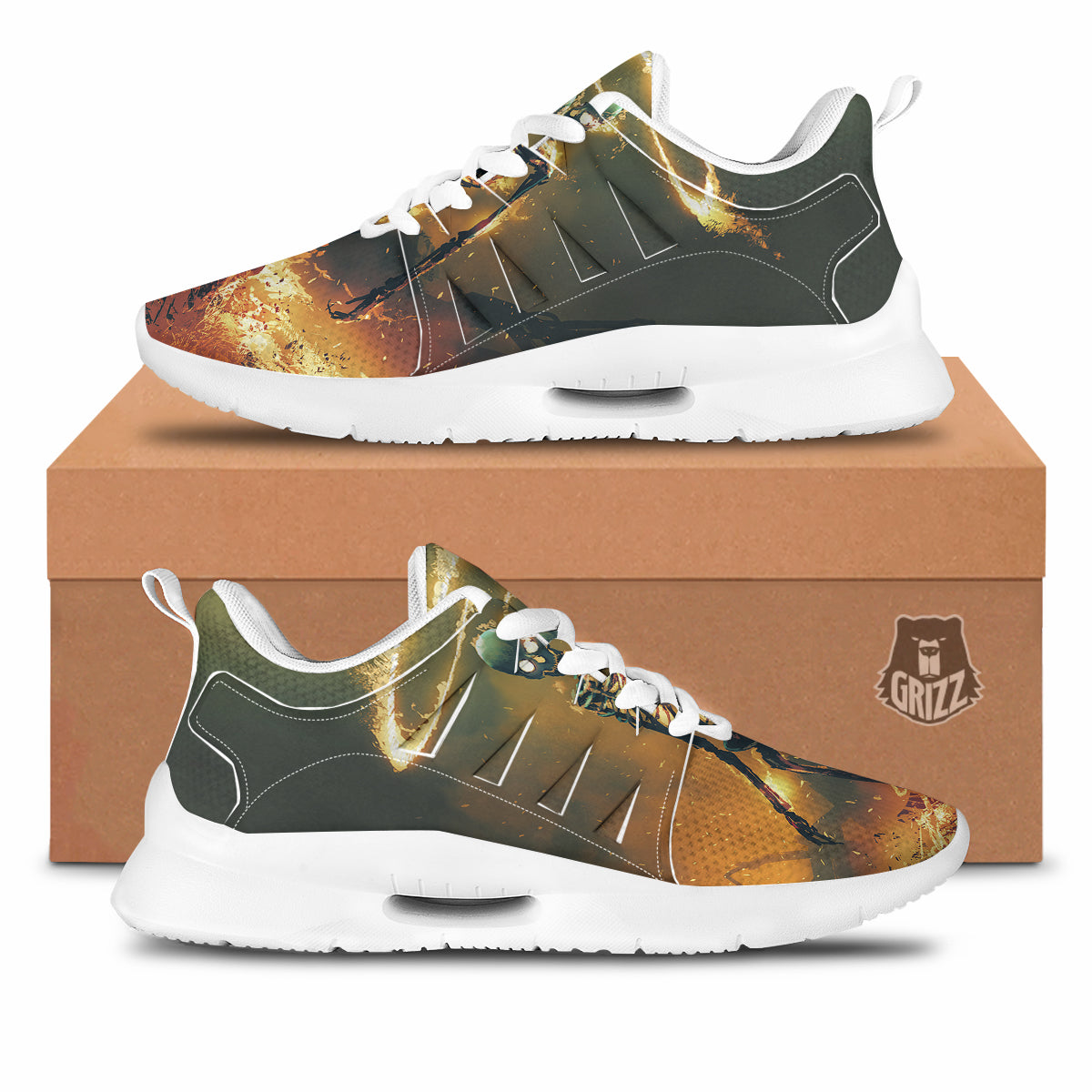 Fire Skeleton Print Tennis Shoes-grizzshop