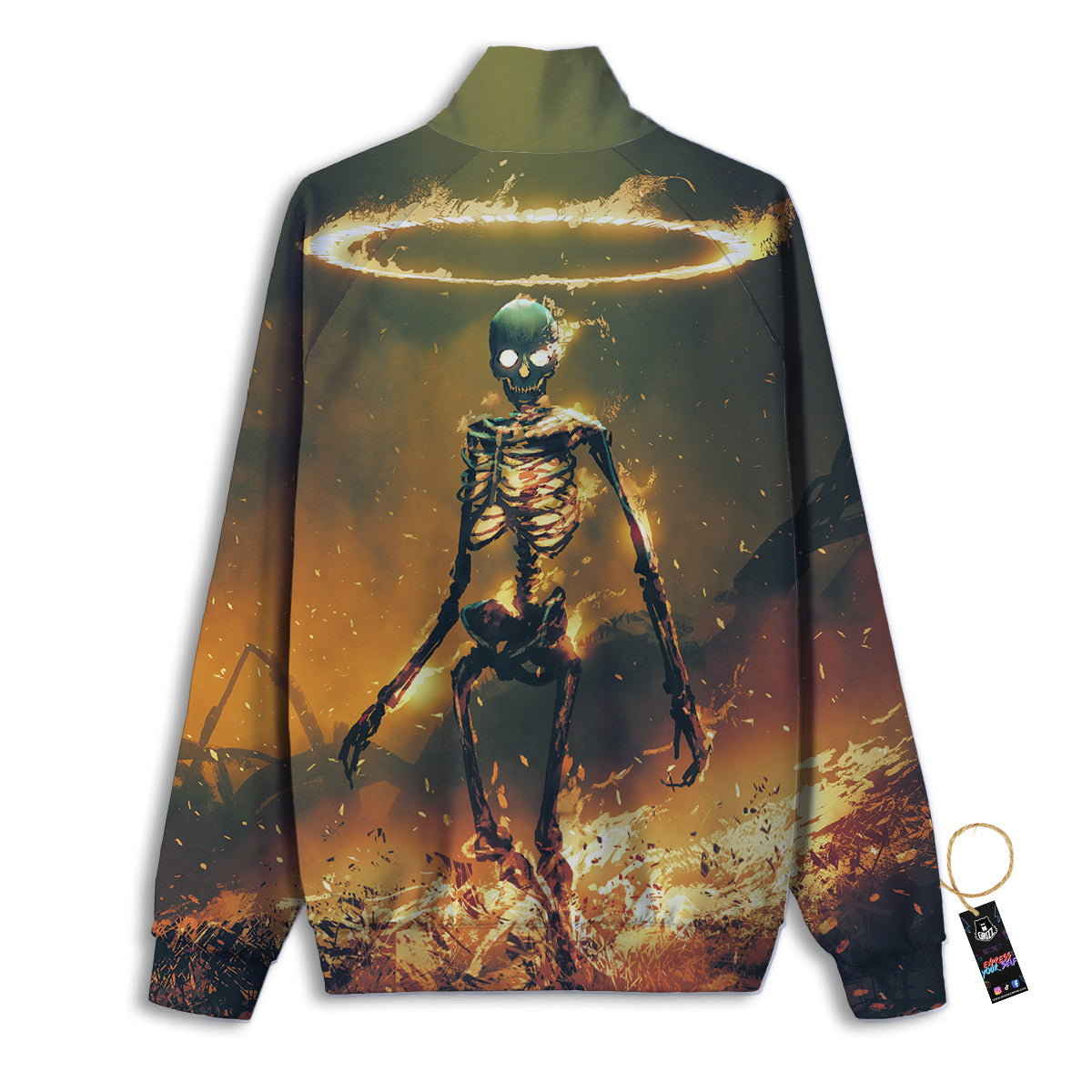 Fire Skeleton Print Track Jacket-grizzshop