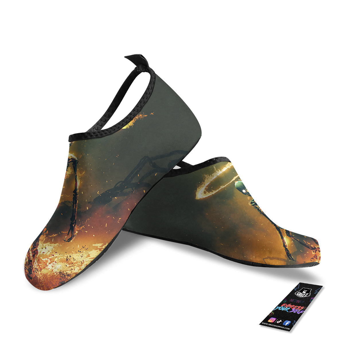Fire Skeleton Print Water Shoes-grizzshop