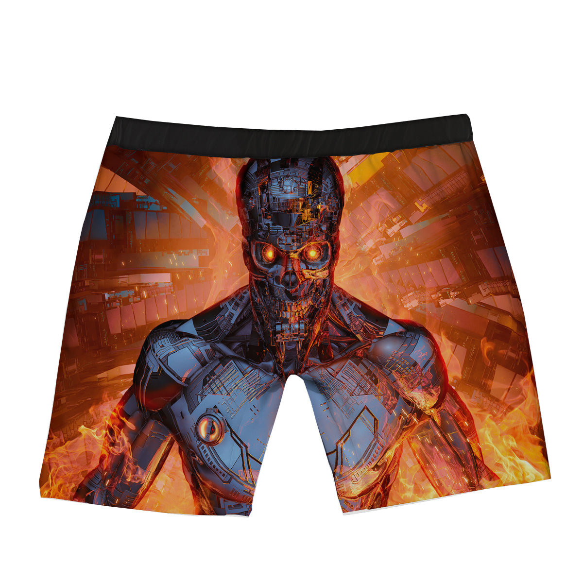 Fire Skeleton Robot Print Boxer Briefs-grizzshop