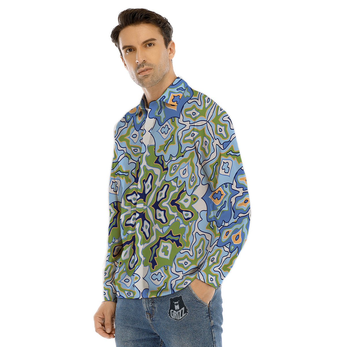 Fire Skeleton Robot Print Men's Dress Shirts-grizzshop