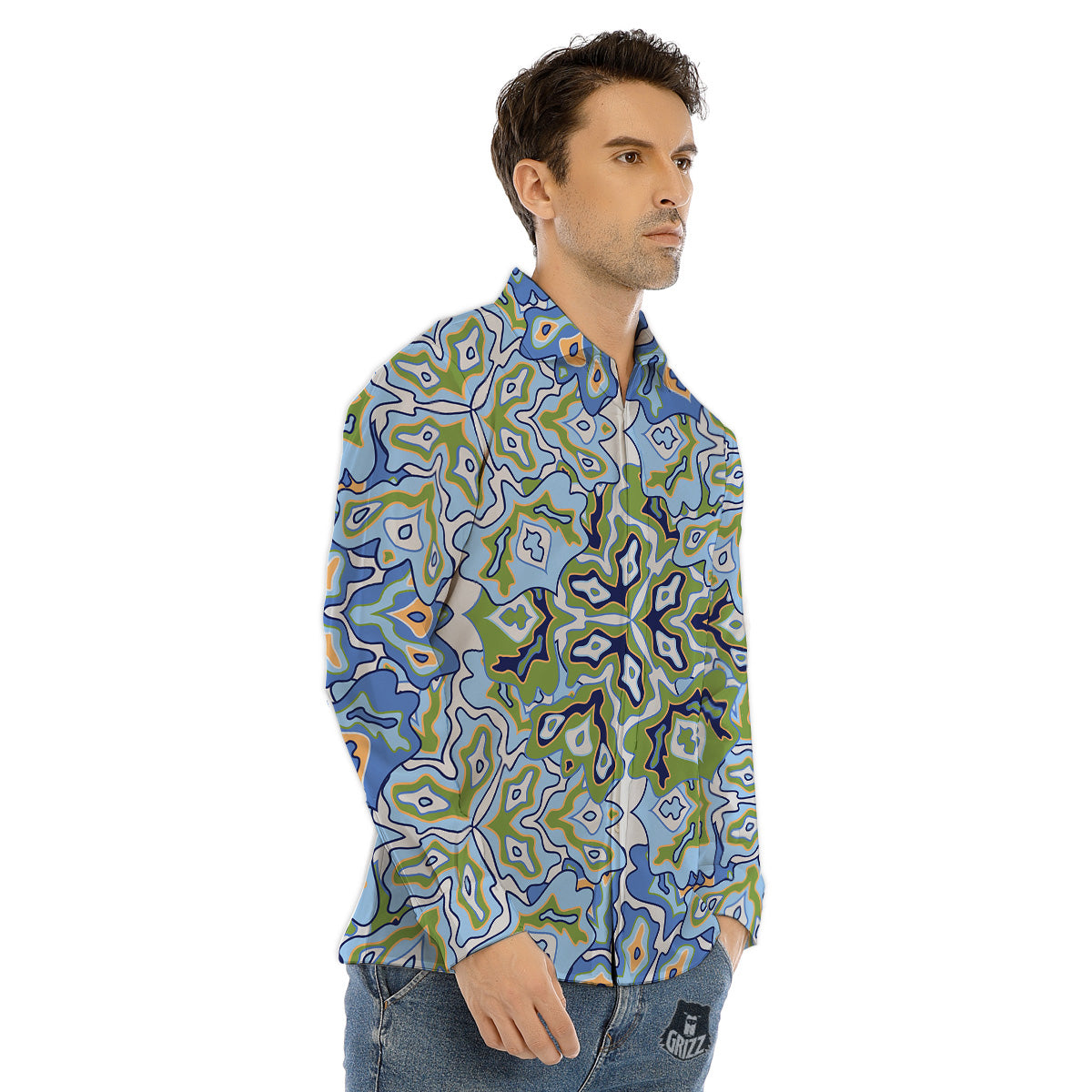 Fire Skeleton Robot Print Men's Dress Shirts-grizzshop