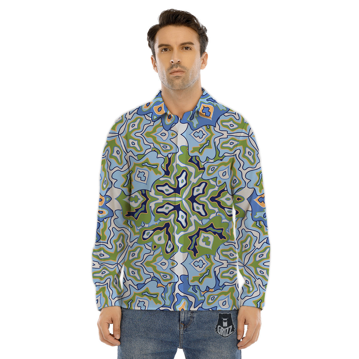 Fire Skeleton Robot Print Men's Dress Shirts-grizzshop