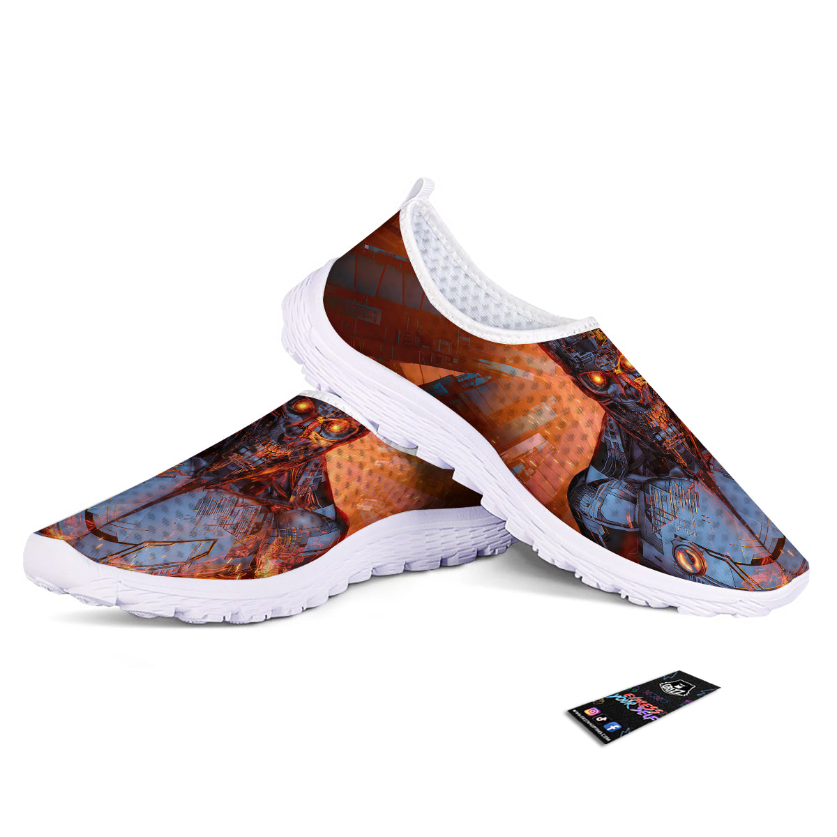 Fire Skeleton Robot Print Nurse Shoes-grizzshop