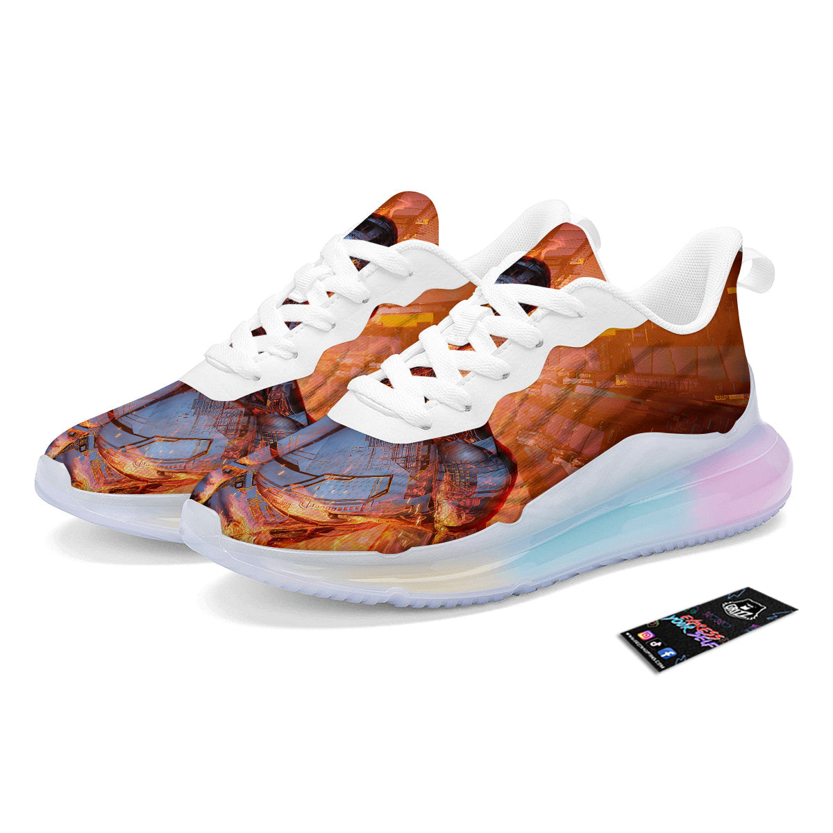 Fire Skeleton Robot Print Running Sneakers-grizzshop
