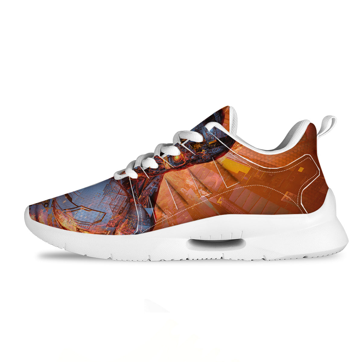 Fire Skeleton Robot Print Tennis Shoes-grizzshop