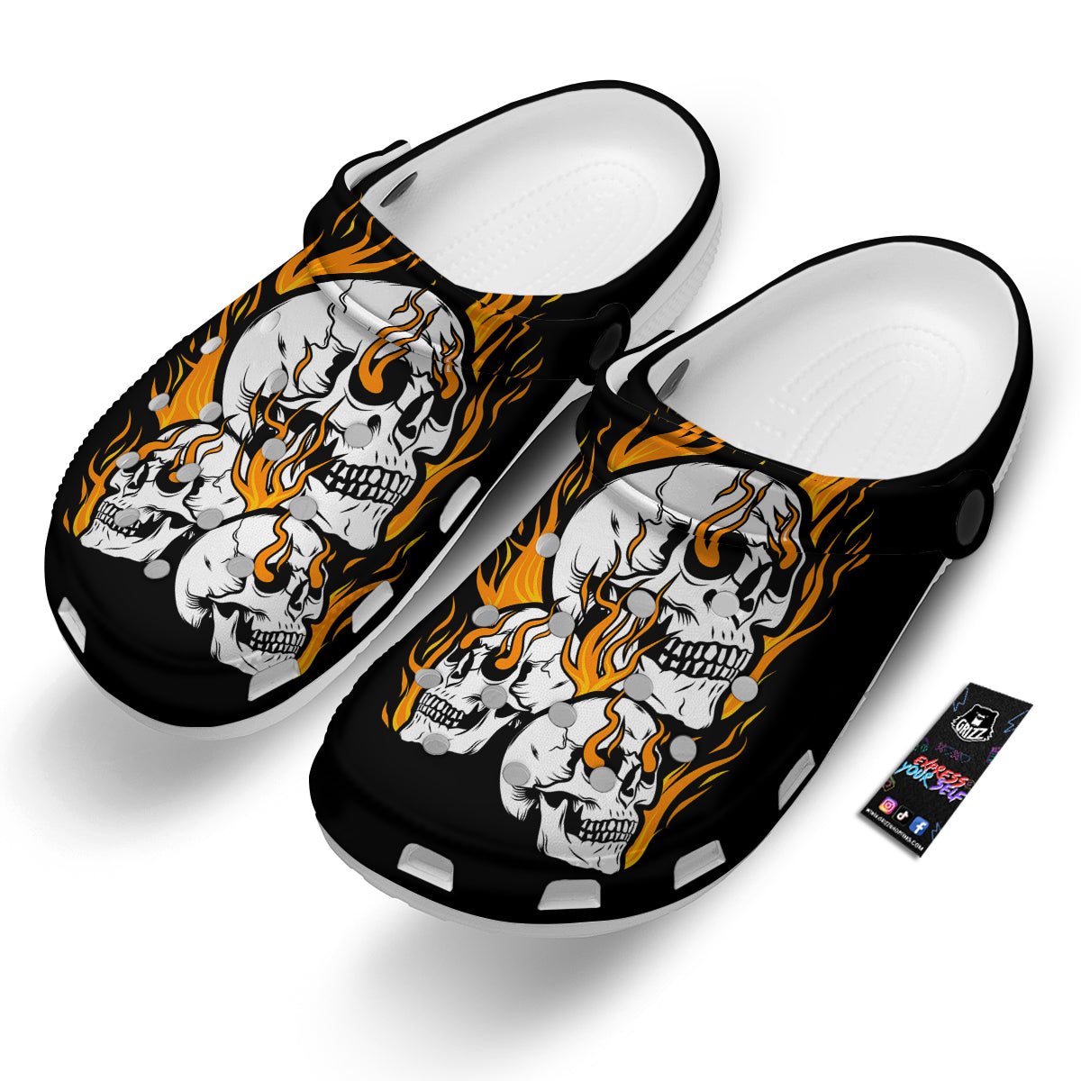 Fire Skull Head Print Clog-grizzshop