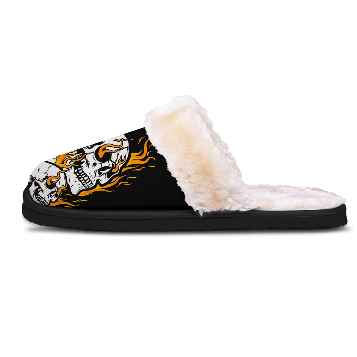 Fire Skull Head Print Slippers-grizzshop