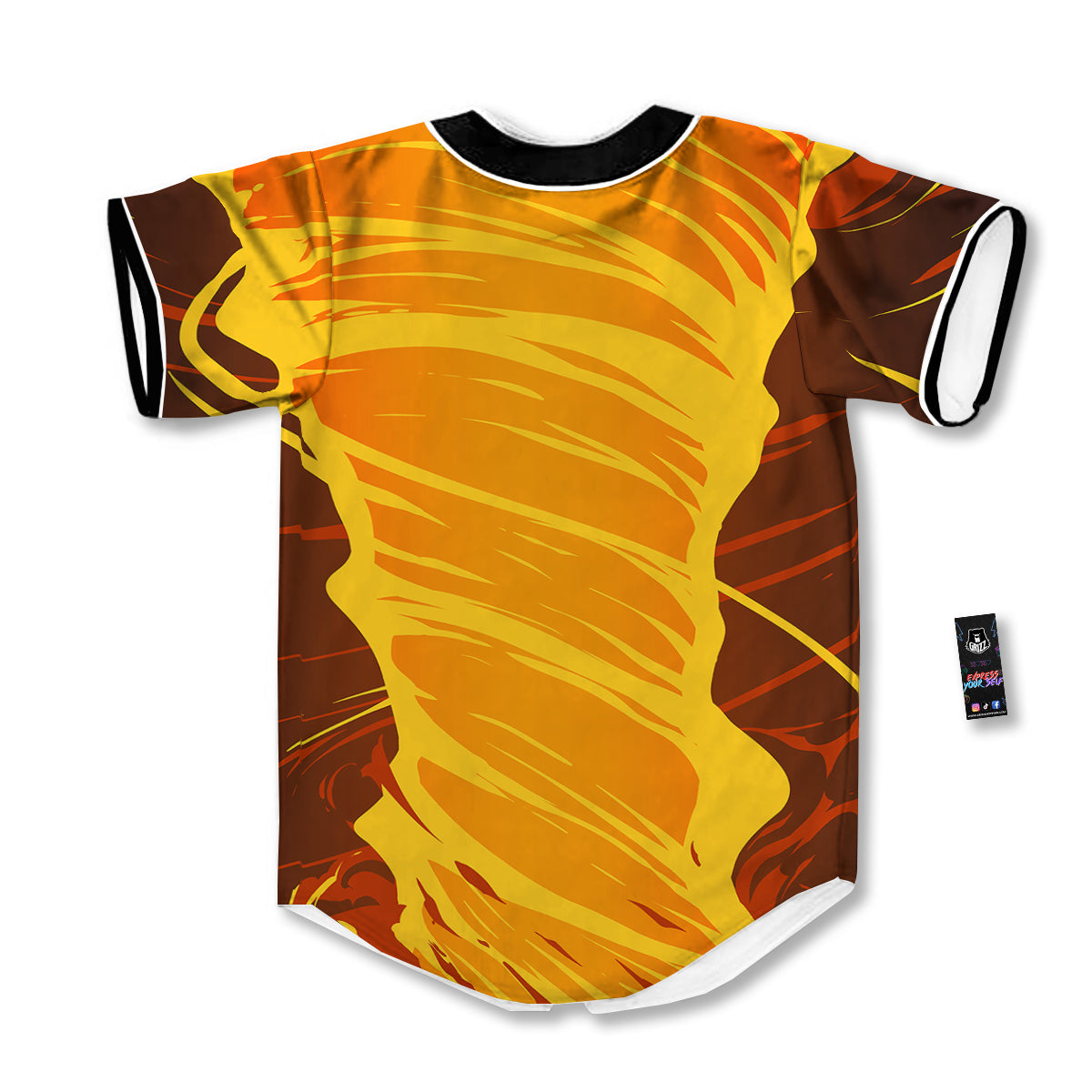 Fire Tornado Print Baseball Jersey-grizzshop