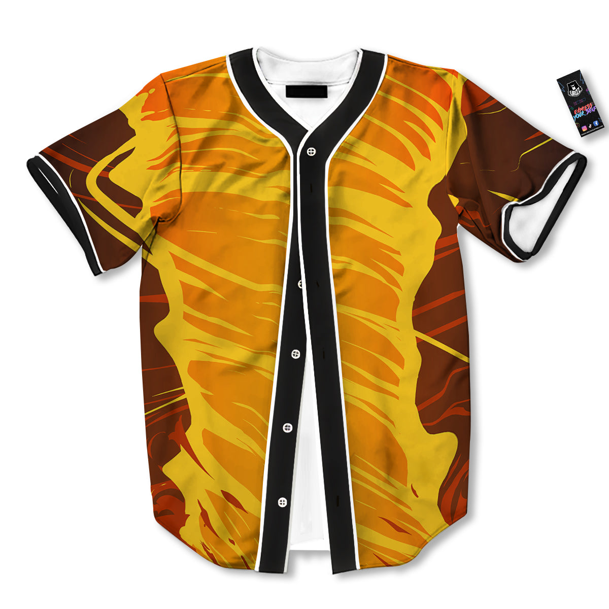 Fire Tornado Print Baseball Jersey-grizzshop