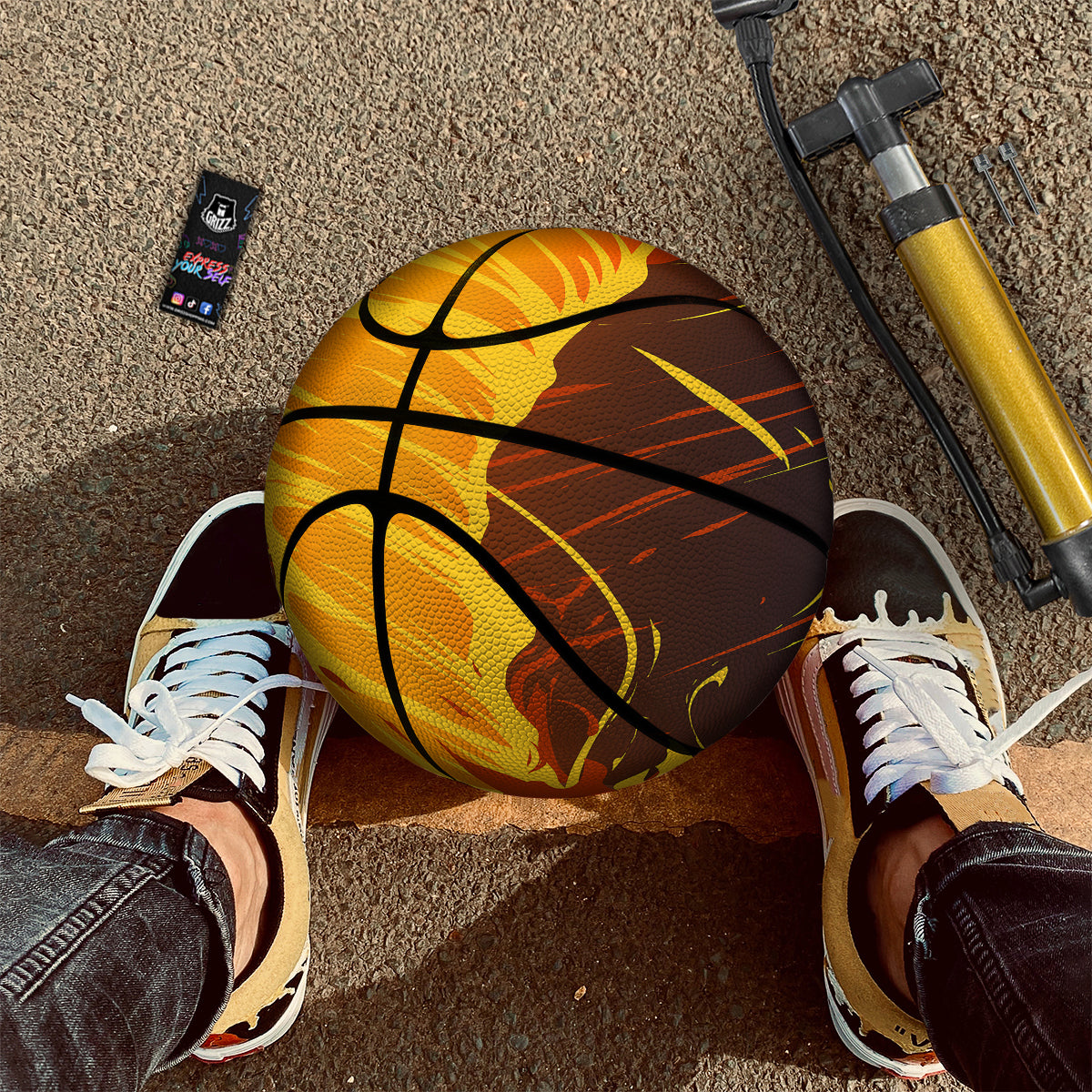 Fire Tornado Print Basketball-grizzshop