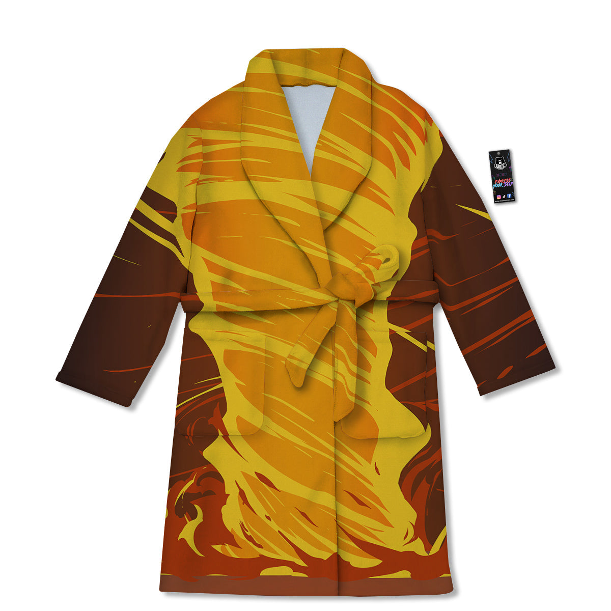 Fire Tornado Print Bathrobe-grizzshop