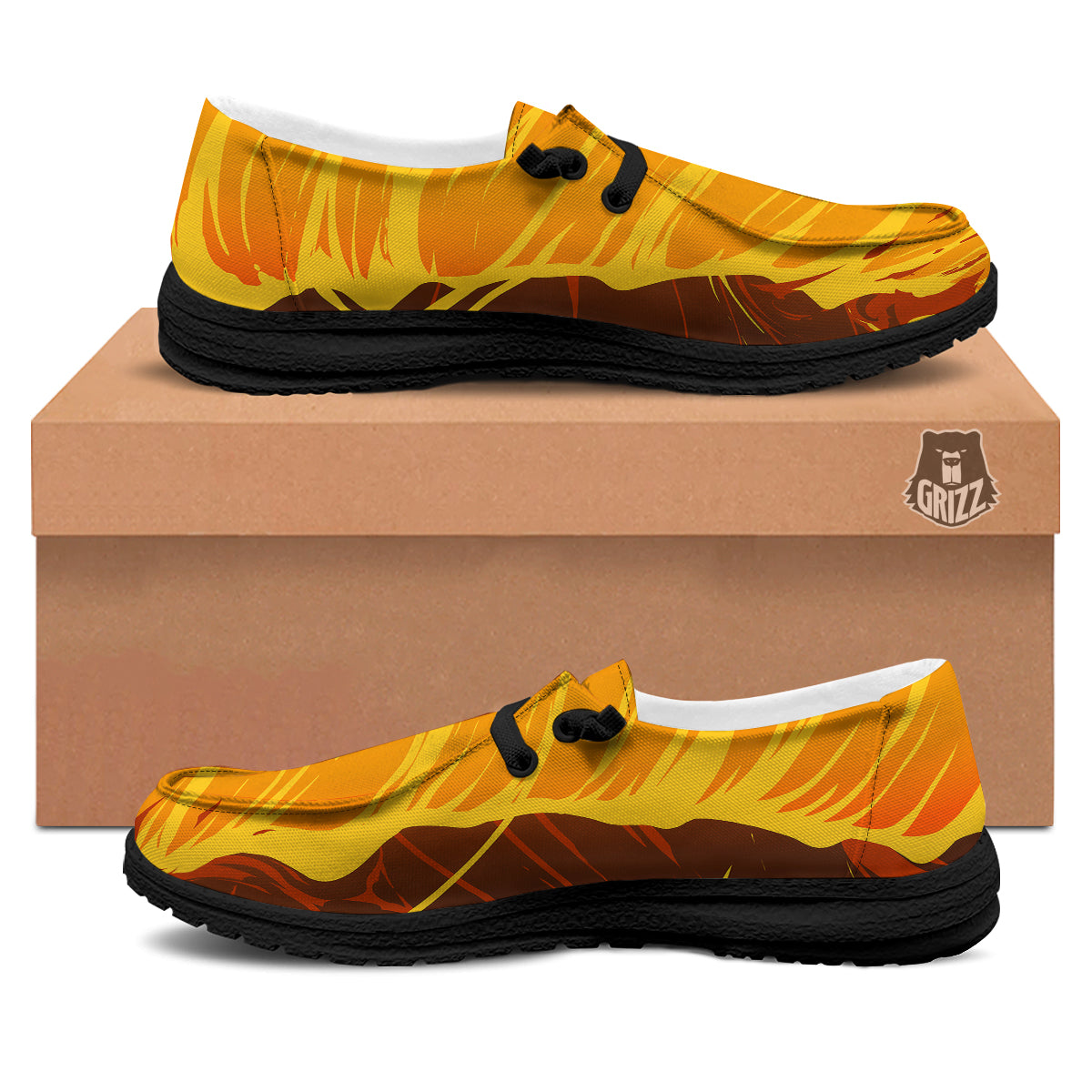 Fire Tornado Print Black Loafers-grizzshop
