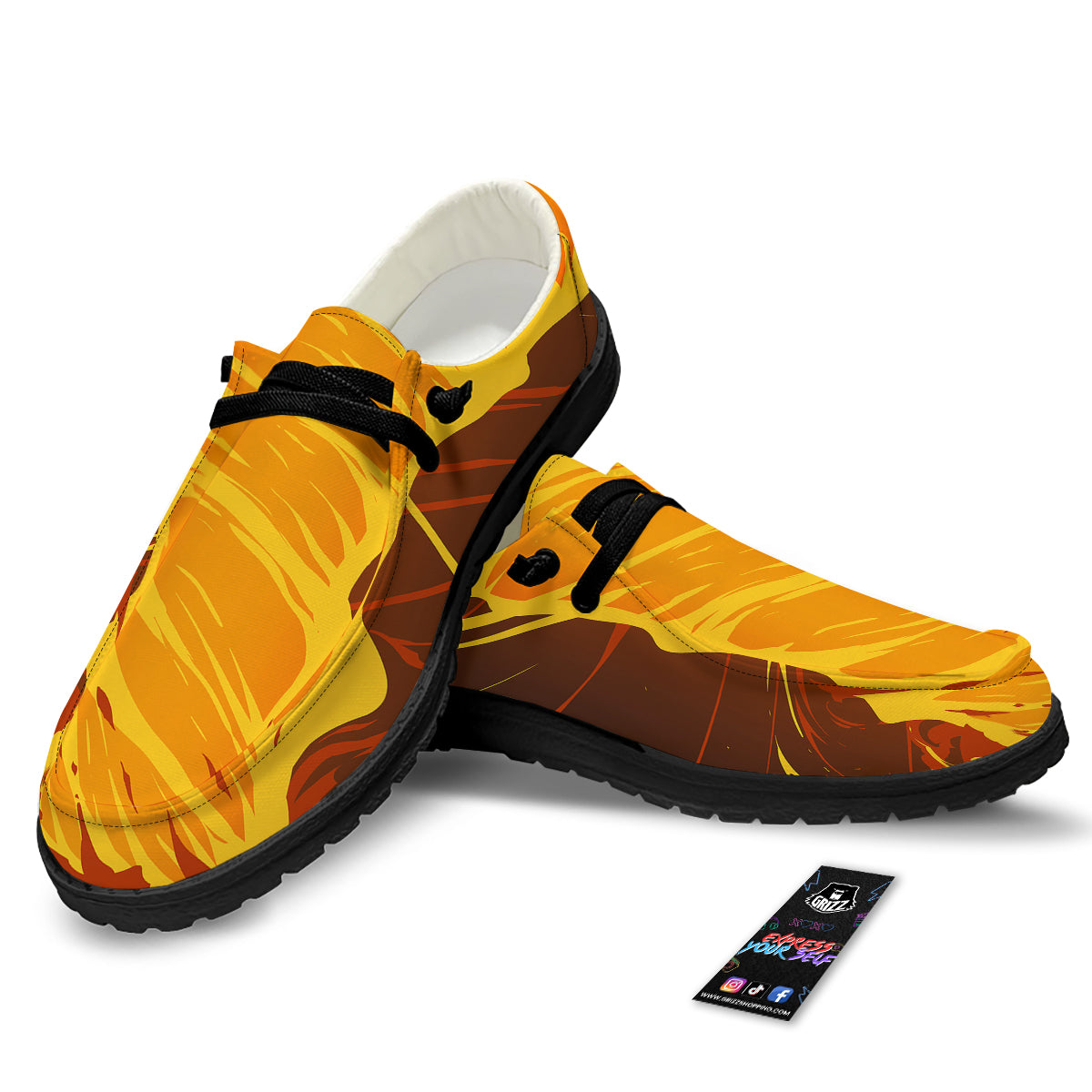 Fire Tornado Print Black Loafers-grizzshop