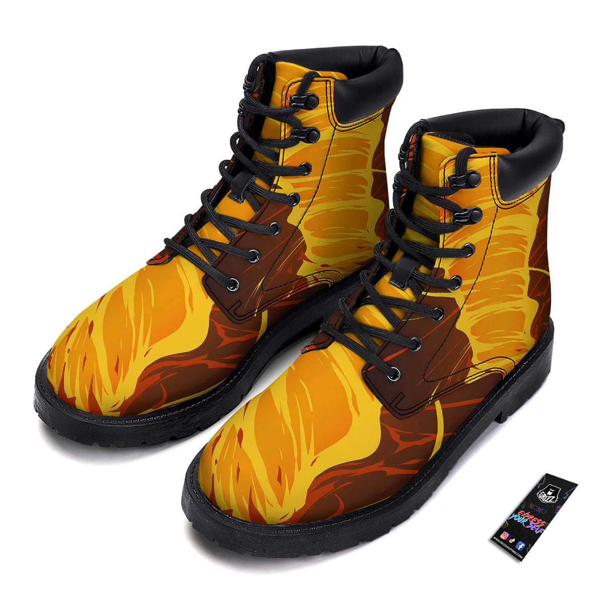 Fire Tornado Print Boots-grizzshop