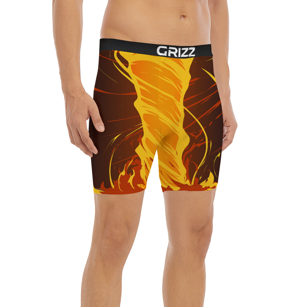 Fire Tornado Print Boxer Briefs-grizzshop