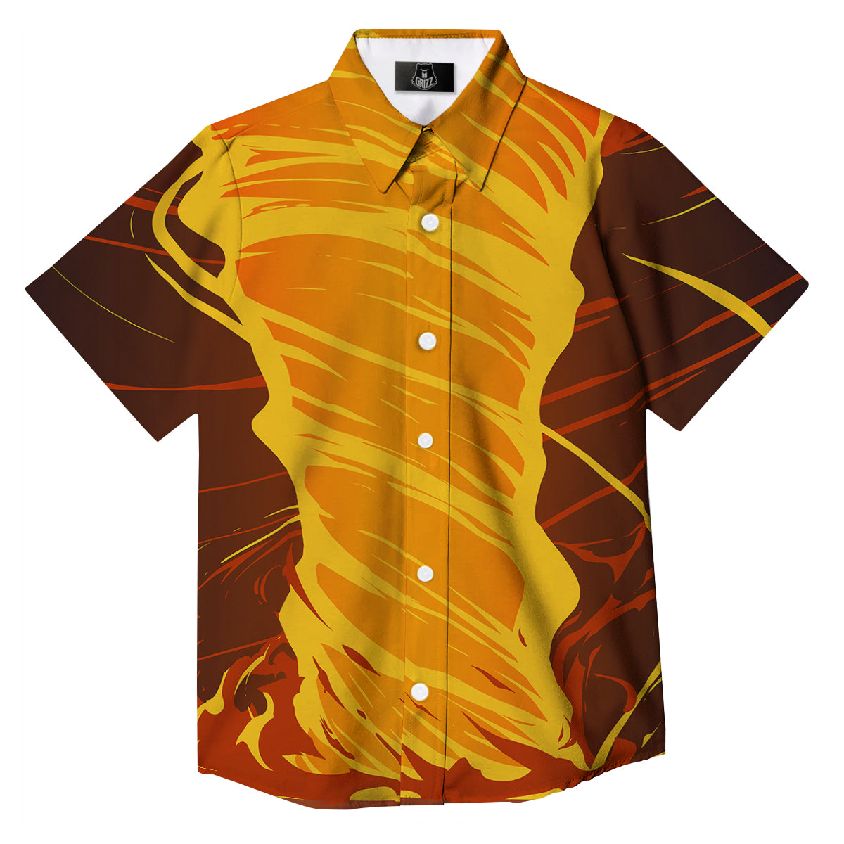 Fire Tornado Print Button Up Shirt-grizzshop