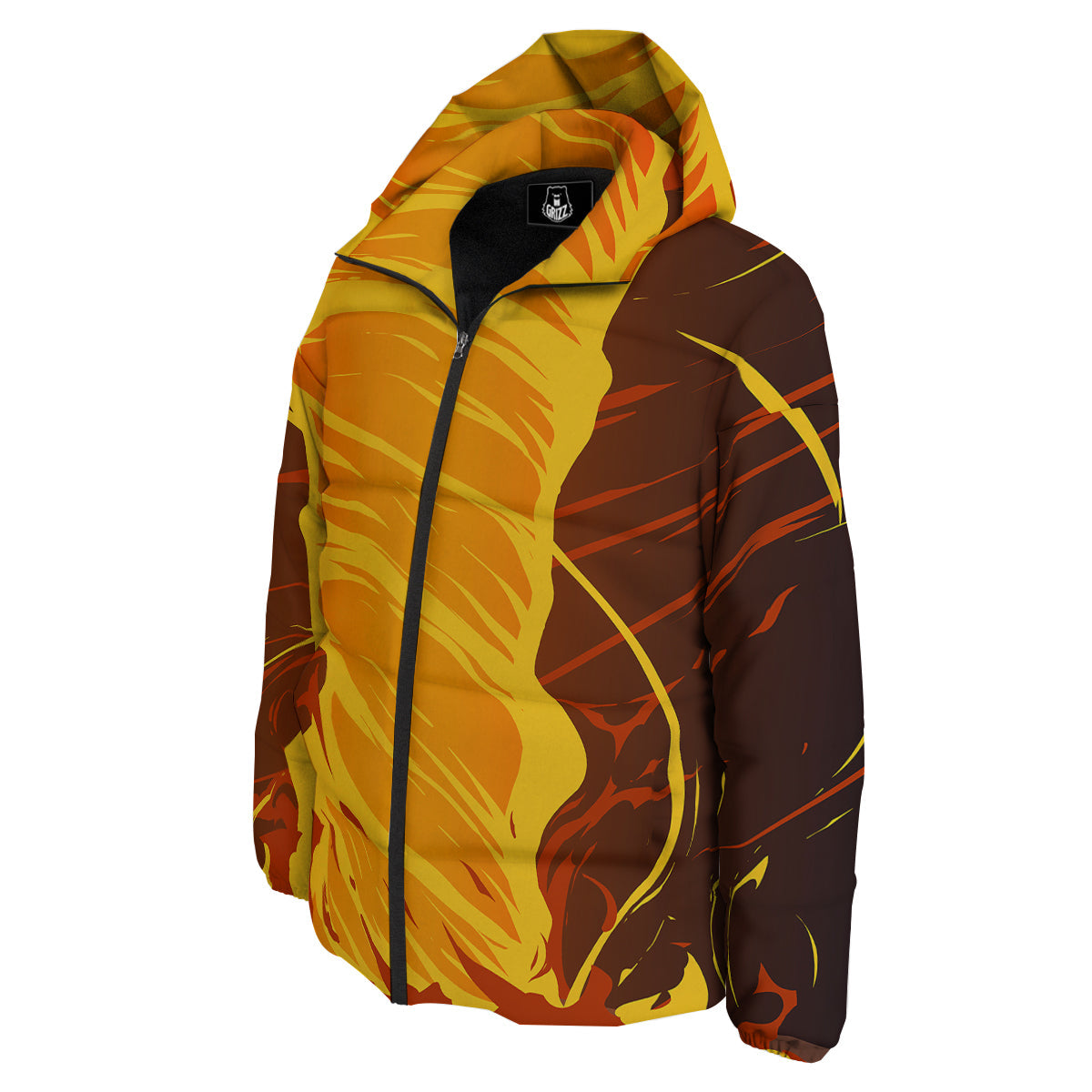 Fire Tornado Print Down Jacket-grizzshop