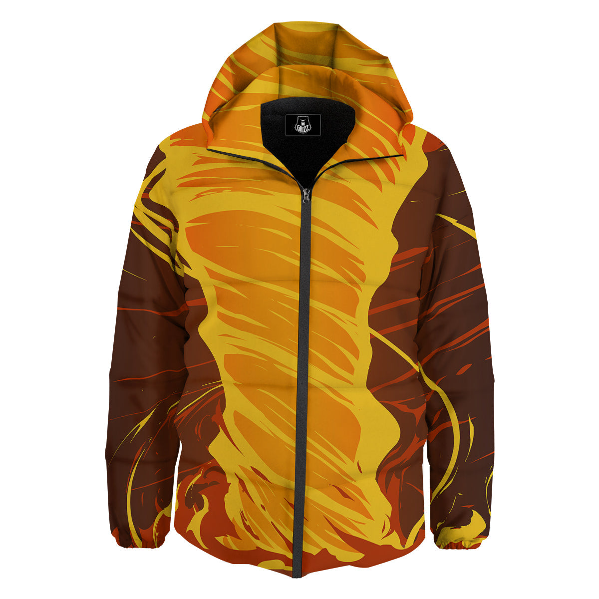 Fire Tornado Print Down Jacket-grizzshop