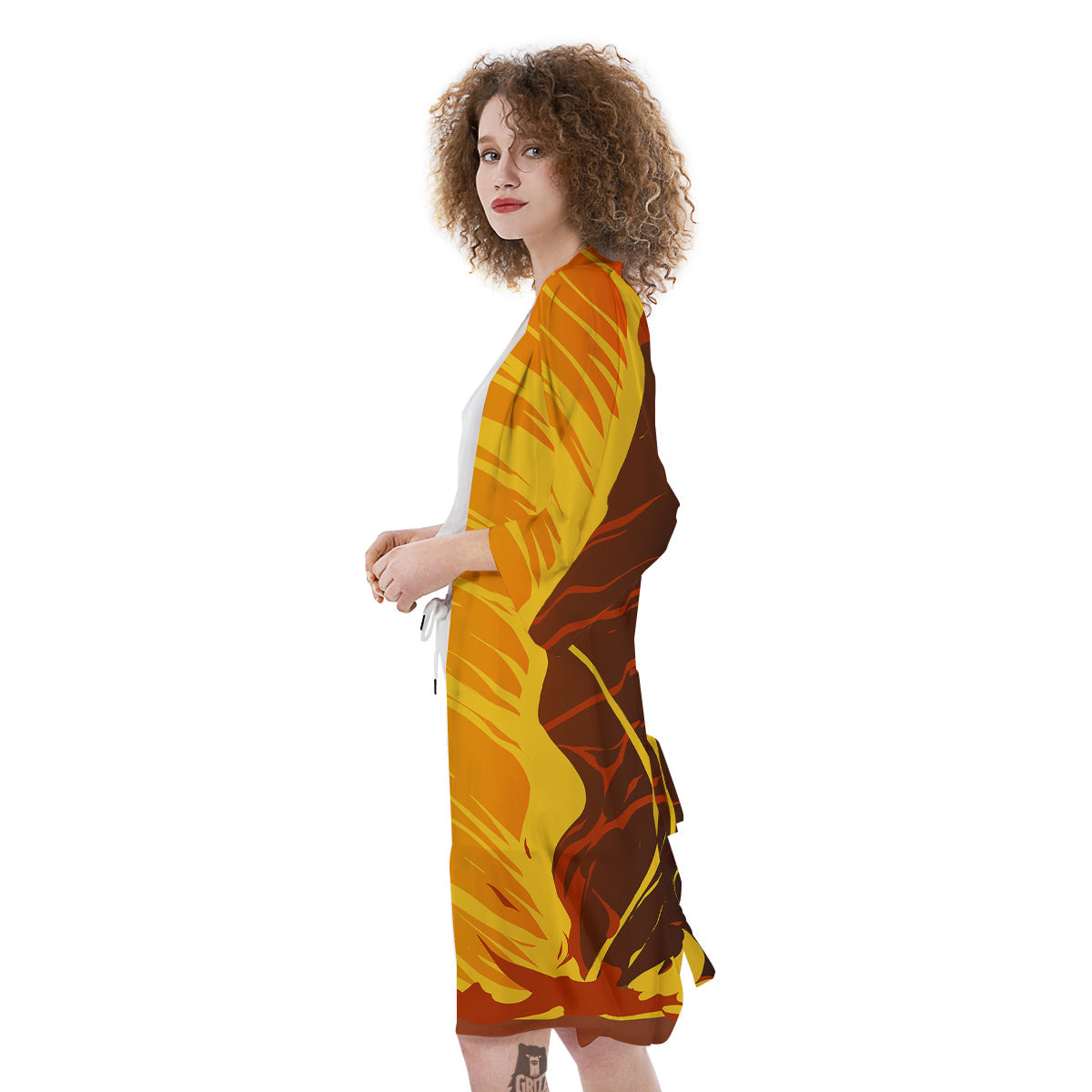 Fire Tornado Print Kimono-grizzshop