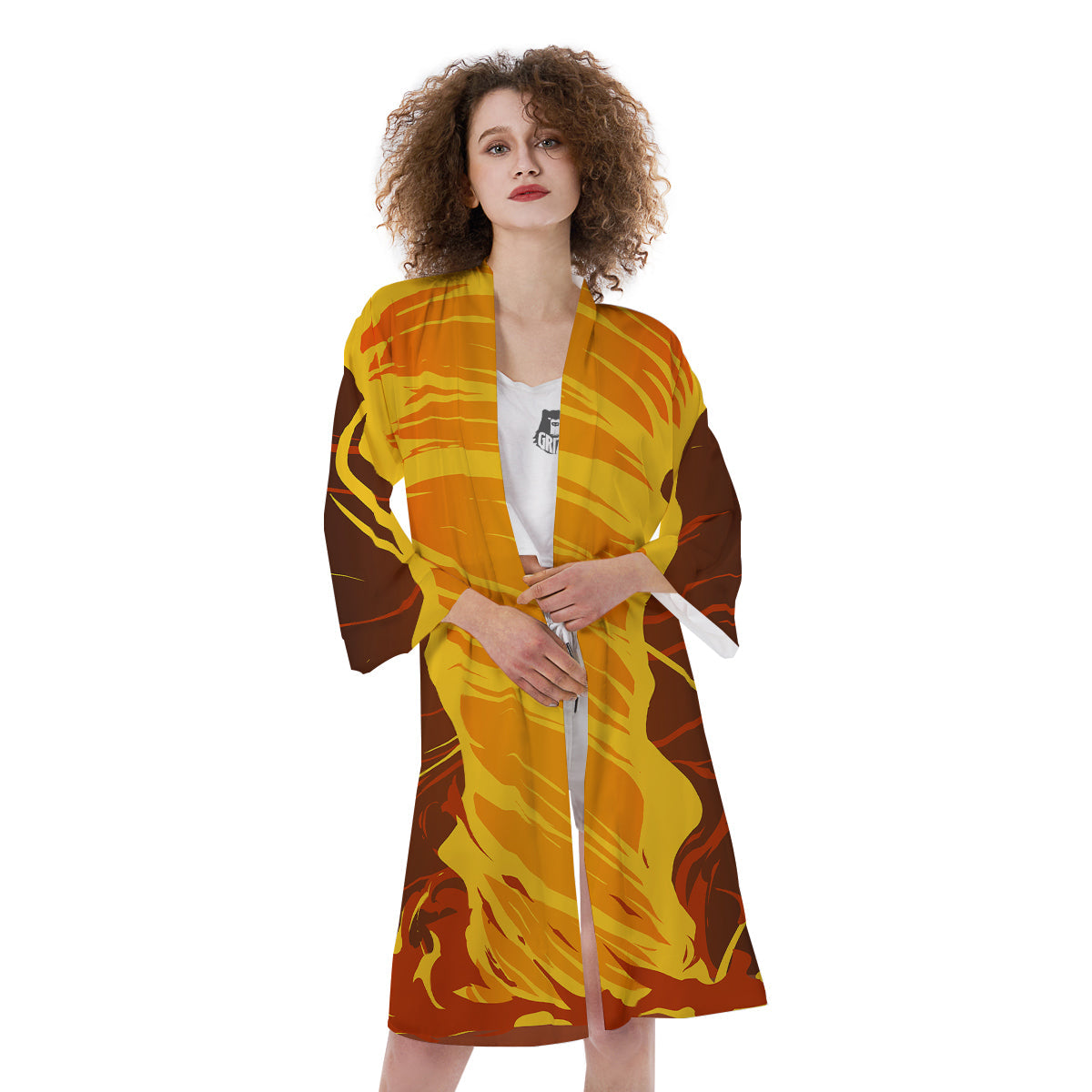 Fire Tornado Print Kimono-grizzshop