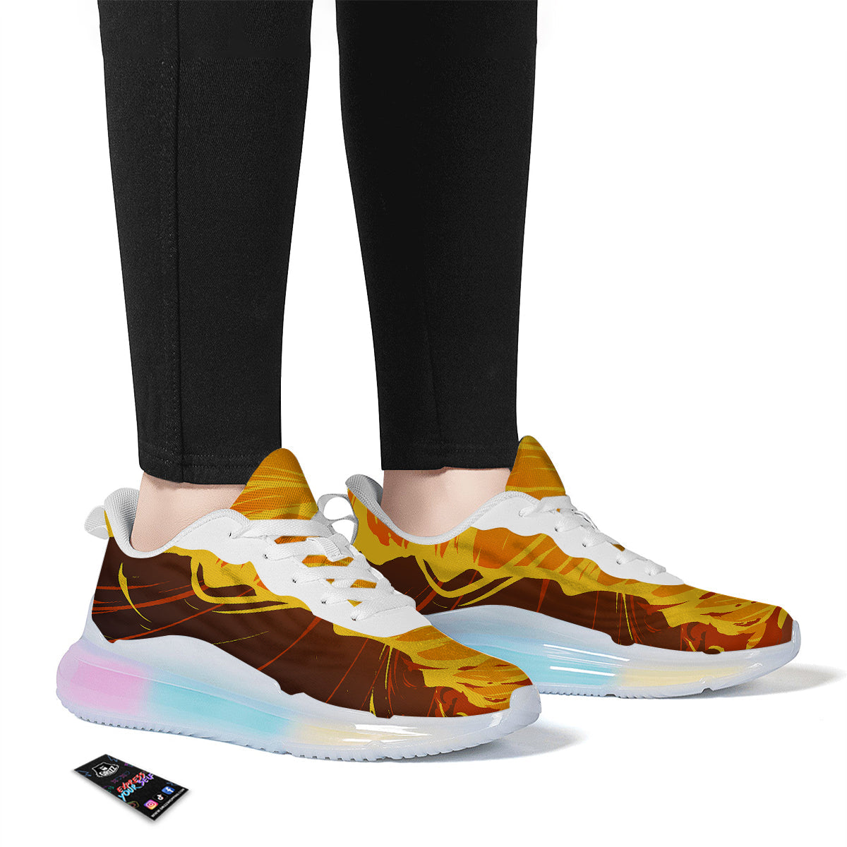Fire Tornado Print Running Sneakers-grizzshop
