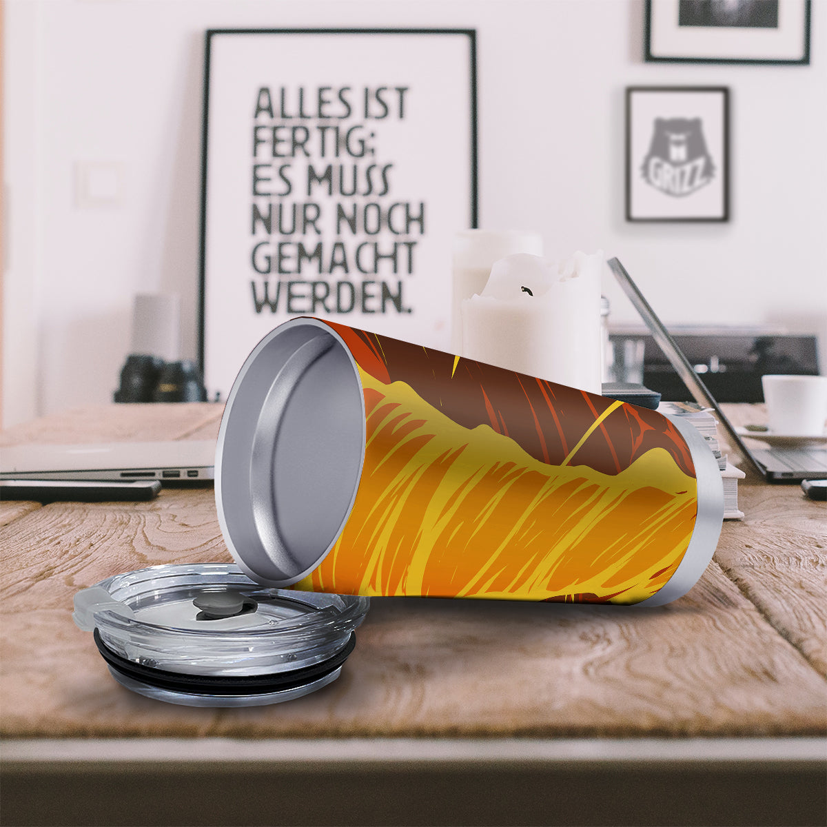 Fire Tornado Print Tumbler-grizzshop