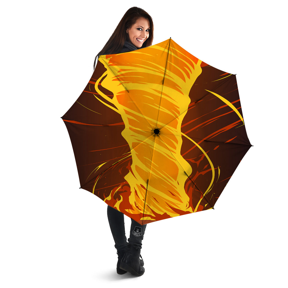 Fire Tornado Print Umbrella-grizzshop