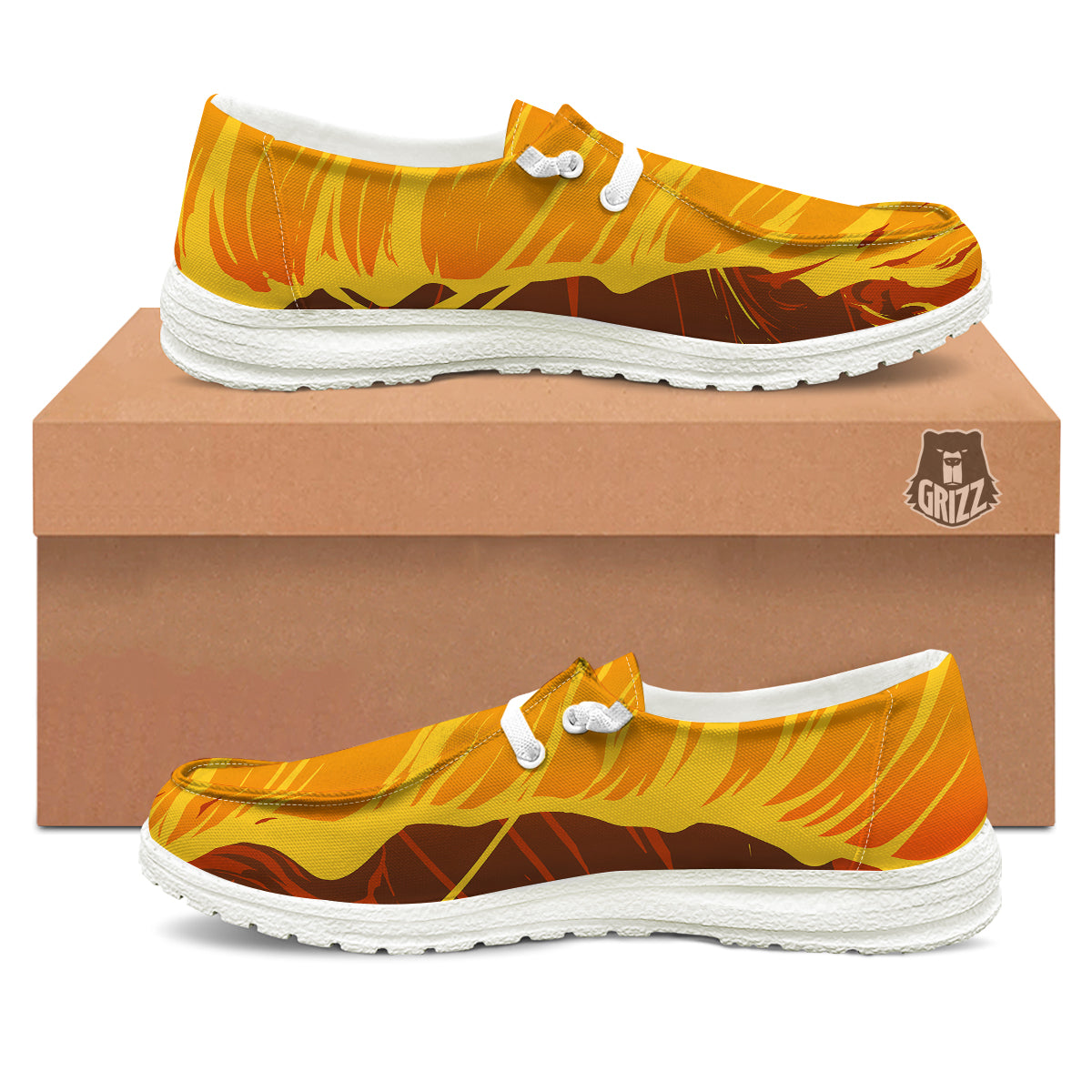 Fire Tornado Print White Loafers-grizzshop