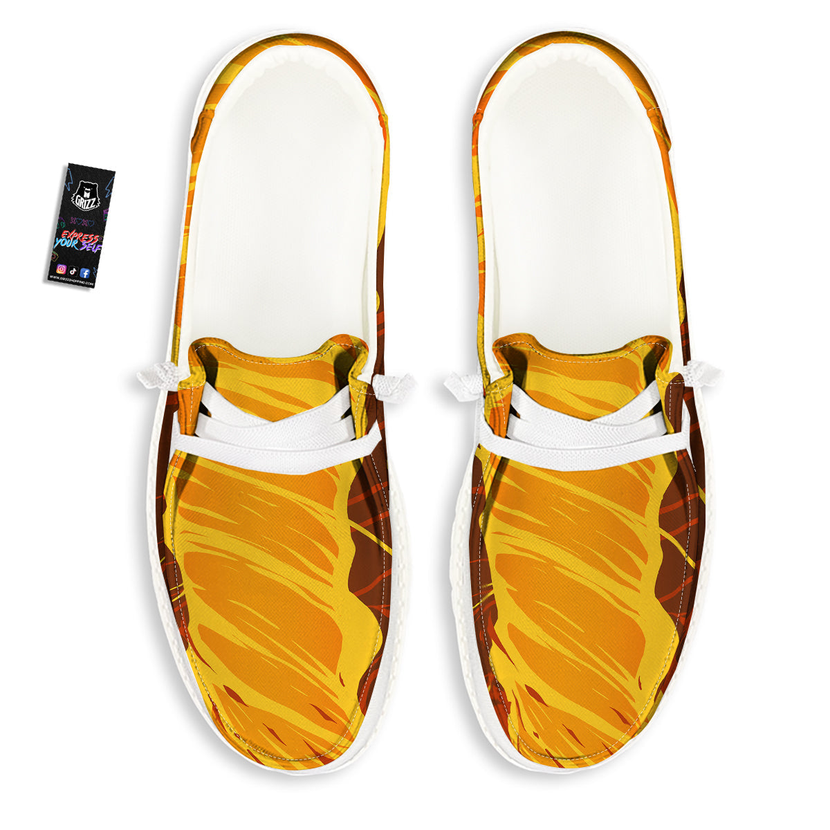 Fire Tornado Print White Loafers-grizzshop