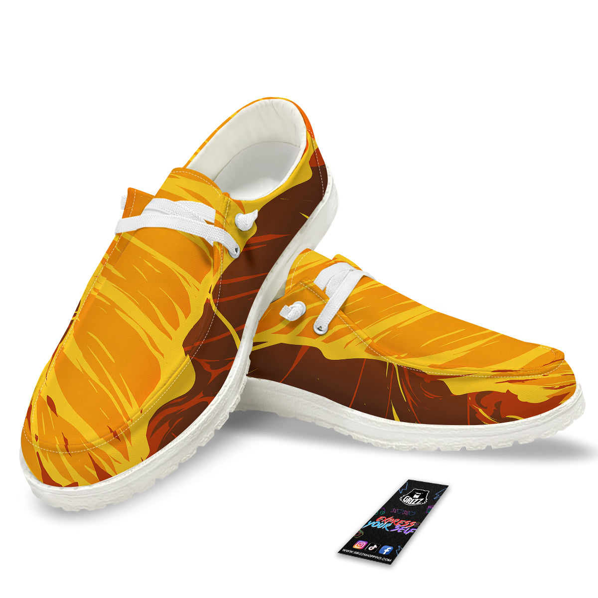 Fire Tornado Print White Loafers-grizzshop